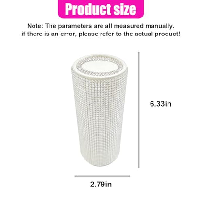 Craedli Bling Car Tissue Holder for Cup Holder, Sparkly Crystal Rhinestone Round Cylinder Car Tissue Box, Refillable Tissues Dispenser Auto Interior Paper Napkin Container with 1 Pack Tissues (White) - color: White