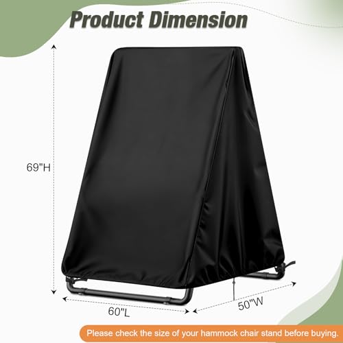 Kasla Hammock Chair Stand Cover, Waterproof Covers for Hanging Swing Chair Indoor Outdoor Patio Yard (60" L×50" W×69" H) - size: 60"L×50"W×69"H