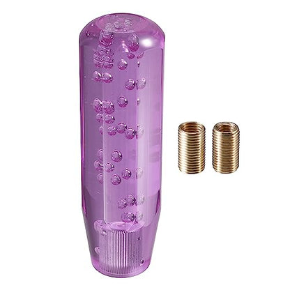 Gear Shift Knob Stick, 15cm Faux Crystal Transparent Bubble Gear Shifter Universal for Manual Transmission Vehicle Durable Acrylic Purple with Adapter