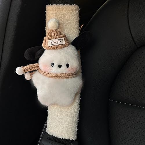 UNICOLD Soft Auto Seat Belt Cover Seatbelt Shoulder Pad Compatible with All Cars Comfortable Driving Backpack Cute Dog Patterned 2 pcs (Brown) - color: Brown