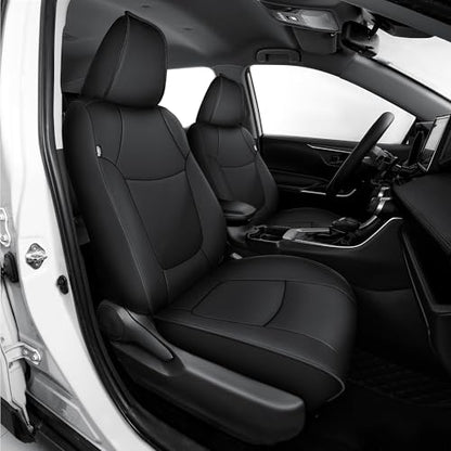 TTX LIGHTING Custom Fit Seat Covers for Toyota RAV4 2019 2020 2021 2022 2023 2024 2025 SE, LE,XLE,XLE Premium, Limited, Base, Full Set Waterproof Premium Faux Leather Airbag Compatible Black - size: 12.RAV4 2019-2025(Gas only) 5 Seat Full Set