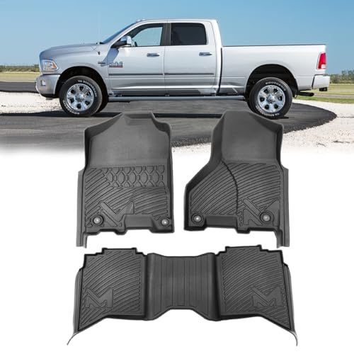Floor Mats for 2013-2018 Dodge Ram 1500/2500/ 3500 Crew Cab, TPE Automotive All Weather Cover Protection Waterproof Floor Liner Front & Rear Row Full Set Car Mats for 19-24 Ram 1500 Classic Crew Cab - size: 3PCS (2Row), style: For 2013-2018 | Dodge Ram 15