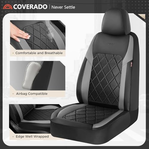 Coverado Car Seat Covers, Front Seat Covers, 2 Front Automotive Seat Cover, Mesh Breathable Seat Protectors, Universal Fit for Most Cars - color: Black_Gray, size: Front