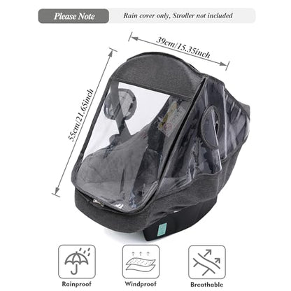 Miracle Baby Car Seat Rain Cover, Universal Infant Car Seat Weather Shield with Storage Bag,Waterproof Baby Car Seat Cover with Breathable Ventilation, Baby Travel Accessories (Grey) - color: Grey