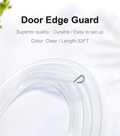 Car Door Edge Guards Clear, 32Ft Rubber Seal Protector U Shape Edge Trim Car Door Edge Protection Fit for Most Car - size: 32Ft(Clear)