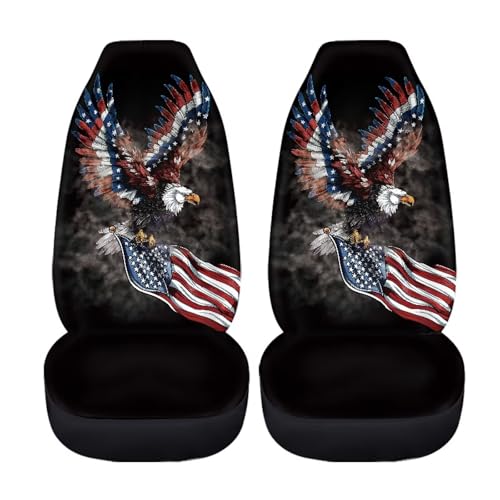 Black American Flag Automotive Seat Cover Red Car Front Seat Cover for Patriotic 4th of July Car Seat Cushion Protector Eagle Vehicle Interior Protection - color: Black American Flag Eagle