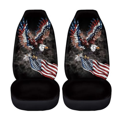 Black American Flag Automotive Seat Cover Red Car Front Seat Cover for Patriotic 4th of July Car Seat Cushion Protector Eagle Vehicle Interior Protection - color: Black American Flag Eagle