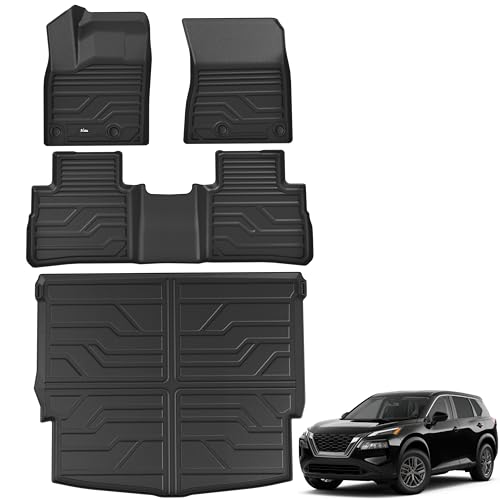 KARPAL Floor Mats for Nissan Rogue 2021-2025 2026 (Not for Sport), TPE Rubber All Weather Protection Floor Liners Nissan Rogue Accessories Car Mats, Front & 2nd Row & Cargo Liner - style: 2021-2026 | For Nissan Rogue | Full Set