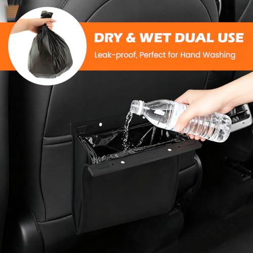 Car Trash Bag, Foldable Car Garbage Can Bin and Storage Bag Hanging Ca-r Trash Bag for Front Back Seat Multi-Purpose Suspended for Sedans, SUVs & Trucks(Color:Metal)