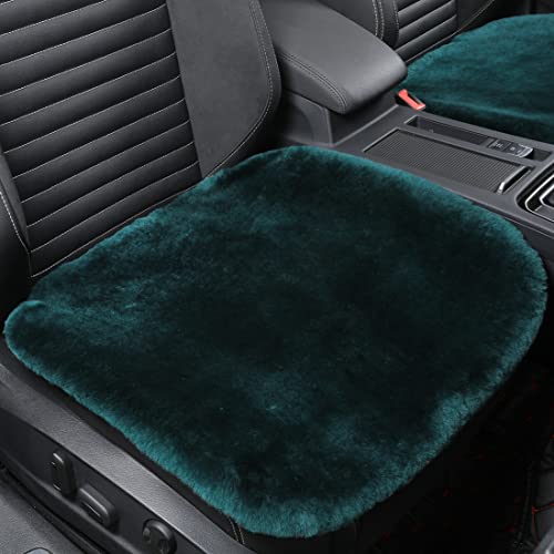 OGLAND Fluffy Fuzzy Fur Sheepskin Universal Car Seat Covers for Auto Cozy Seat Cushion Auto Accessories, 1 Front Seat (3 Pack Front, Alpine Green) - color: Alpine Green