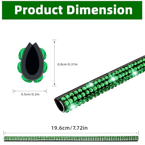NBTEPEM Bling Car Air Conditioner Decoration Strip for Vent Outlet, 10 PCS Universal Rhinestone Car Vent Outlet Trim Decorations, Bling Interior Accessories for Women and Girls (Green) - color: Green