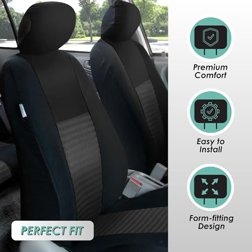 FH Group Trendy Elegance 3D Air Mesh Car Seat Covers - Universal Fit, Washable Seat Cover for SUV, Sedan, Van, Black, Full Set