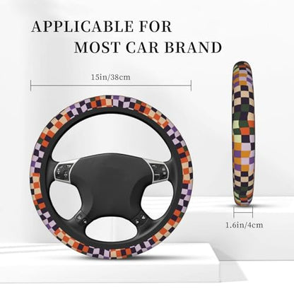 Steering Wheel Cover Accessories Neoprene Cover Non-Slip Breathable Easy to Install Suitable for Women Men Girls for Car SUV Van Truck Universal 14.5-15.5 Inch Checkerboard - color: Checkerboard