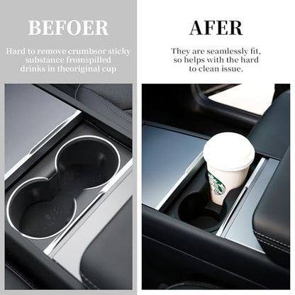 Cup Holder for Tesla Model Y Juniper 2026 2025/Model 3 Highland 2024 2025 2026 - Center Console Cup Holder Insert Removable & Washable Interior Accessories for Tesla Model Y/3 - size: Model 3/Y 2025