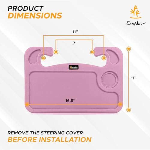 EcoNour 2 in 1 Car Steering Wheel Desk | Steering Wheel Tray for Laptop and Food | Pink Table Tray for Eating with Drinks Holder | Car Accessories - size: Medium-Pink