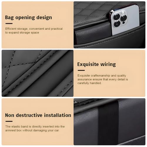 Car Center Console Armrest Pillow with 2 Storage Pockets, Memory Foam Car Armrest Cushion, Leather Car Center Console Cover for Most Vehicle (Black-Upgraded Thickened) - color: Black-Upgraded Thickened
