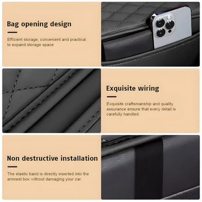Car Center Console Armrest Pillow with 2 Storage Pockets, Memory Foam Car Armrest Cushion, Leather Car Center Console Cover for Most Vehicle (Black-Upgraded Thickened) - color: Black-Upgraded Thickened