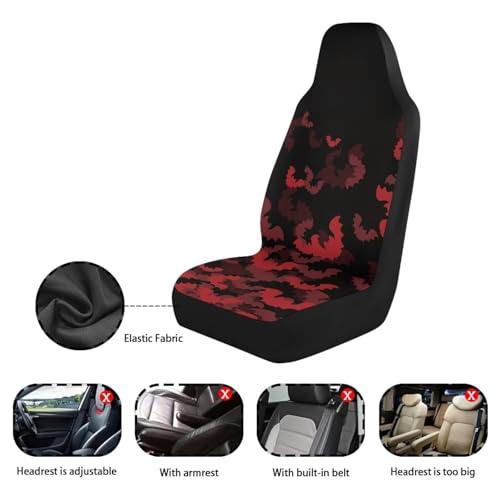 INSTANTARTS Spider Web 2 Piece Front Car Seat Covers Universal Vehicle Seats Cushions Comfort Car Seat Covers - color: Bat