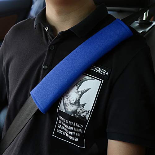 X AUTOHAUX 4pcs Universal Blue Car Safety Seat Belt Pads Cover with Soft Polyester Fiber Auto Seatbelt Shoulder Pad for More Comfortable Driving - color: Blue