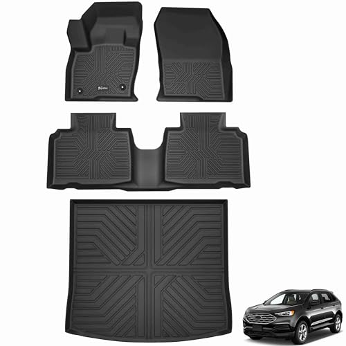 KARPAL Floor Mats for 2015-2024 2025 2026 Ford Edge, Custom Fit TPE All Weather Ford Edge Accessories 1st & 2nd Row Floor Liner & Trunk Mat - style: 2015-2026 | For Ford Edge | 1st & 2nd Row & Cargo