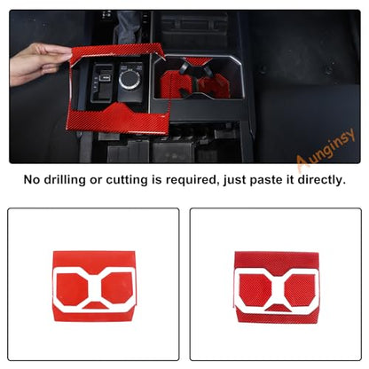 Car Front Seat Central Armrest Cup Holder Cup Panel Trim Sticker Compatible with Toyota Tundra/Sequoia 2022-2024 Real Carbon Fiber Center Console Cup Holder Decorative Frame Protect Cover Accessories - size: Central Control Cup Holder Panel Trim