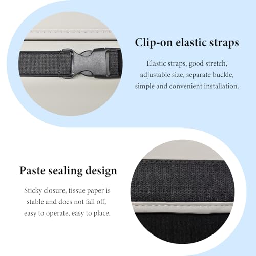 Car Tissue Holder, Premium Leather Rectangular Napkin Case Backseat Tissue Organizer, Classic Style Auto Headrest Storage Box Cover for Regular Size Tissues, Car Accessories (Gray)