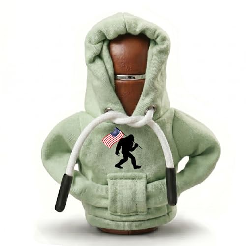 Bigfoot Gear Shift Hoodie,Universal Car Shift Knob Cover,Aesthetic Manual Automatic Stick Shifter Cover Mini Hoodie,Flag Sasquatch Car Accessories Interior Big Foot Gifts for Drivers Women Men - color: Flag Bigfoot