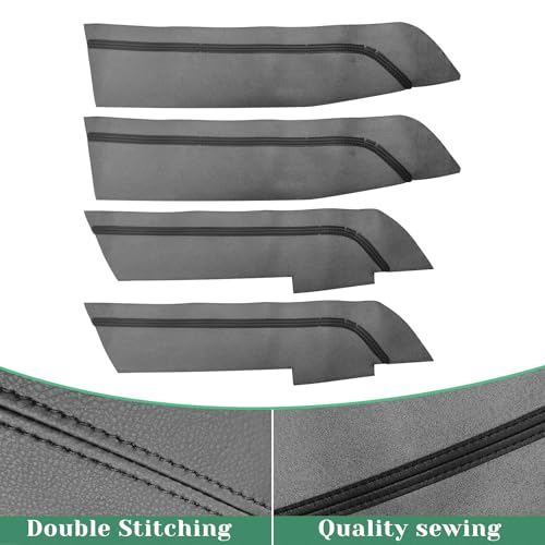 4PCS Door Panel Cover Replacement Compatible with Ford Explorer 2016-2019 Front and Back Vinyl Leather Insert Cards Protector Trim Black (Only Leather Part)