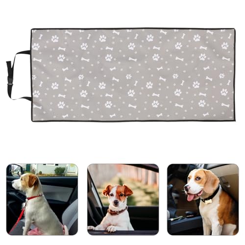 YARNOW Waterproof Pet Car Seat Cover with Nonslip Backing, Gray Paw Print Design, 110x50cm Passenger Seat Protector for Dogs and Pets