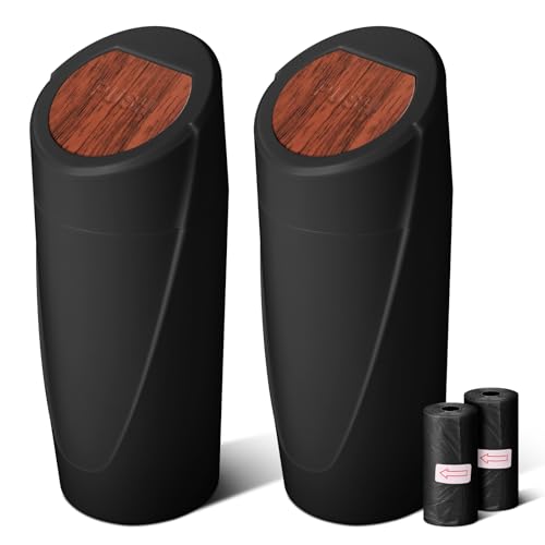 Car Trash Bin with Lid-2 Pack Car Garbage Can Cup Holder-Mini Leakproof Vehicle Garbage Can Bin with 40pcs Trash Bags-Automotive Organizers and Storage for Front Back Seat Accessories(Wood Grain Lid) - color: Wood Grain Lid,Wood Grain Lid