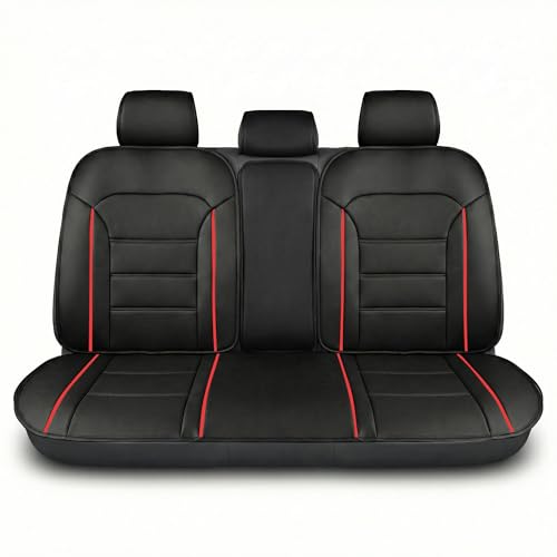 FH Group Back Seat Faux Leather Seat Cushion - Universal Fit, Rear Seat Covers for Cars with Rear Split Bench, Car Seat Cover for SUV, Sedan, Van, Red - color: Red - Rear Set