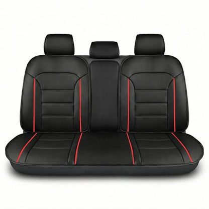 FH Group Back Seat Faux Leather Seat Cushion - Universal Fit, Rear Seat Covers for Cars with Rear Split Bench, Car Seat Cover for SUV, Sedan, Van, Red - color: Red - Rear Set