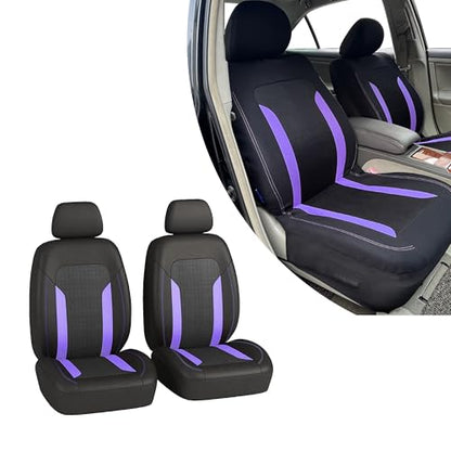 2 Pack Car Front Seat Covers, Breathable Front Seat Headrest Covers, Comfortable Vehicle Seat Headrest Protector with Foam Padding and Retaining Buckle, Universal for RV, SUV, Truck (Purple) - color: Purple