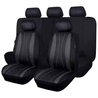 Flying Banner car seat Covers Full Set Faux Leather Air Mesh Breathable Man Lady Airbag Compatible Rear Bench Split 40/60 50/50 60/40 Truck Pick Up (Full Set - Low Back, Black Gray) - color: Black Gray