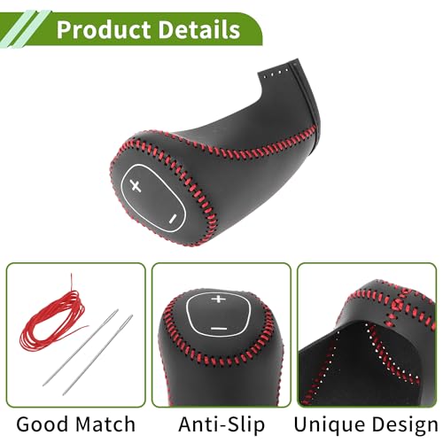 Gear Shift Knob Cover for Chevrolet Cruze 2017-2019 Anti-Slip Black Red Stick Shifting Handle Protector Faux Leather 1 Pc