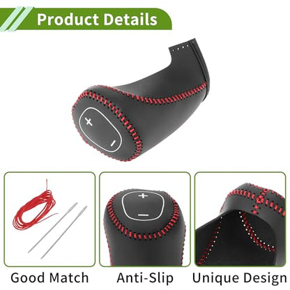 Gear Shift Knob Cover for Chevrolet Cruze 2017-2019 Anti-Slip Black Red Stick Shifting Handle Protector Faux Leather 1 Pc