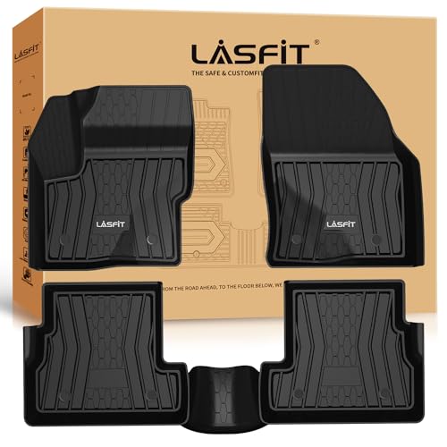 LASFIT Floor Mats for 2015-2019 Lincoln MKC, Custom Fit All Weather TPE Floor Liners, Full Coverage Front & 2nd Row 3-Pcs Set, Black - size: 30*22*5