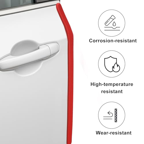 16.5 Ft(5m) Universal Car Door Edge Guards - Red Rubber U-Shaped Trim Protector, No Glue Required