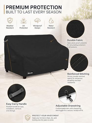 ANartcle 3-Seater Patio Sofa Cover,76W x 32.5D x 33H Inches Outdoor Couch Cover,100% Waterproof Heavy Duty Patio Sofa Covers,Patio Furniture Covers,Black - color: Sofa-Black, size: 76"W x 33"D x 32"H
