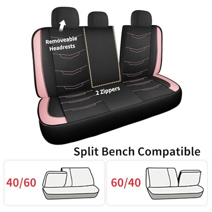 HChengkikz Pink Seat Covers, Breathable and Sport Seat Covers, Anti-Slip Universal Fit Car Seat Covers Full Set for Cars Sedans SUV and Truck (Full Seat, Black+Pink)