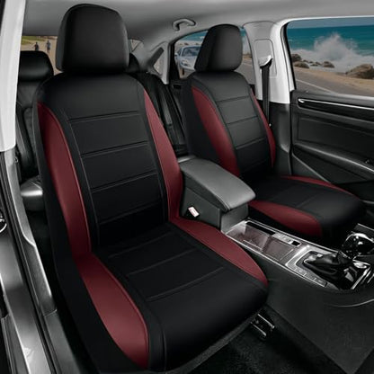 Road Comforts Leather Seat Covers, Breathable Car Seat Covers Front Seat for Men,Airbag Compatible, Automotive Seat Covers Set Universal Fit Most Cars,Vans,Truck,SUV - color: Red Wine Front