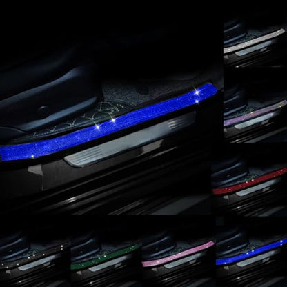 Car Door Sill Protector with Bling Rhinestones 2PCS Edge Guard Scuff Cover Anti-Scratch Strip Sticker Bumper Protector for Truck 2.75"x23.62" (Blue)
