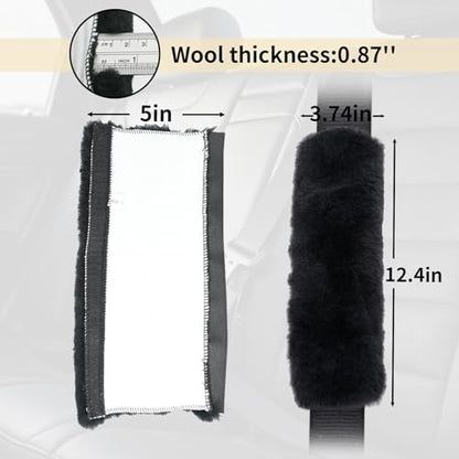 Aegis Cover Sheepskin Seat Belt Cover, Premium Australian Merino Wool Padding, Ultra-Soft & Durability, 0.5" Thick Seat Belt Pads, Universal Fit for Car, Truck, SUV 2Pack (Steel)