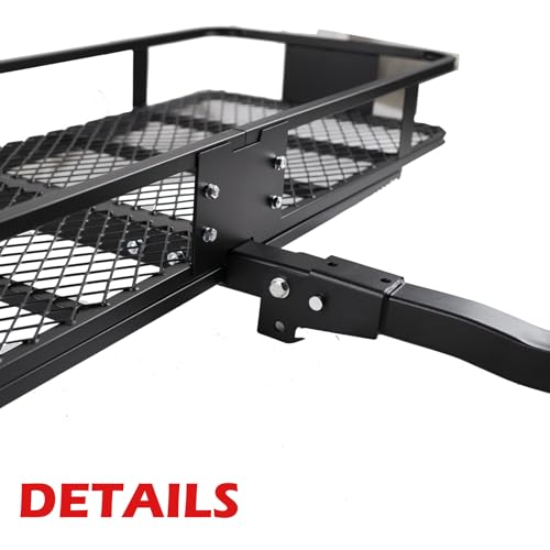 60"x 20"x 6" Folding Trailer Hitch Mount Cargo Carrier, 500LBS Capacity, Powder Coating Luggage Rack Basket Car Storage with Straps, Fits 2" Receiver - color: 60x20x6 inch