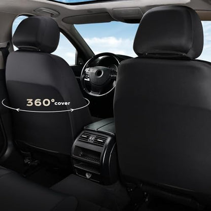 Coverado Automotive Seat Cover Full Set, Front and Rear Seat Covers, Waterproof Leather Seat Covers 5 Seats, Luxury Car Seat Protectors Universal Fit for Most Vehicles, SUV, Truck, Sedan - color: B-Gray&Black