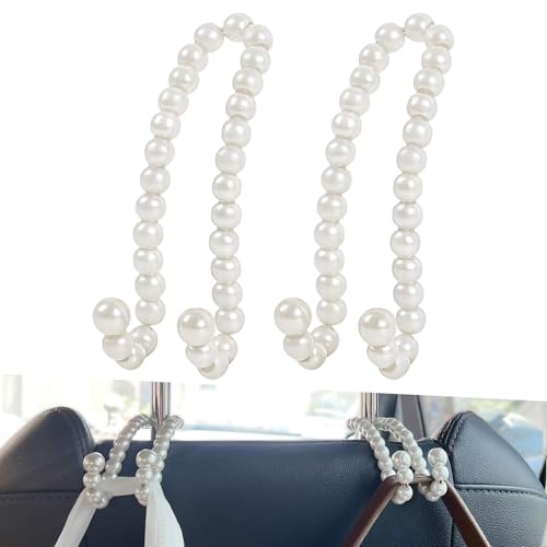 2PCS Car Pearl Seat Headrest Hook, Car Hangers Organizer Purse Hook, Universal Auto Seat Storage Organizer Hook Hanger, Auto Multifunctional Hooks Decoration for Car Organizer (2PCS) - color: 2PCS