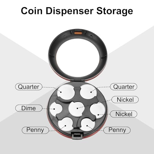PATIKIL Coin Dispenser, 2 Pcs Portable Coin Organizer Change Sorter Compact Aluminum Pocket Case Storage for Car Wallets Pocket Quarter Dime Nickel, Red