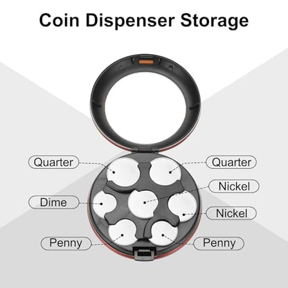 PATIKIL Coin Dispenser, 2 Pcs Portable Coin Organizer Change Sorter Compact Aluminum Pocket Case Storage for Car Wallets Pocket Quarter Dime Nickel, Red