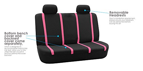 FH Group Car Seat Covers Rear Set Cloth - Car Seat Covers with Removable Headrest,Universal Fit,Automotive SeatCovers,Washable Car SeatCover for SUV,Sedan,Van Pink - color: Pink, size: Rear Set