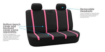 FH Group Car Seat Covers Rear Set Cloth - Car Seat Covers with Removable Headrest,Universal Fit,Automotive SeatCovers,Washable Car SeatCover for SUV,Sedan,Van Pink - color: Pink, size: Rear Set